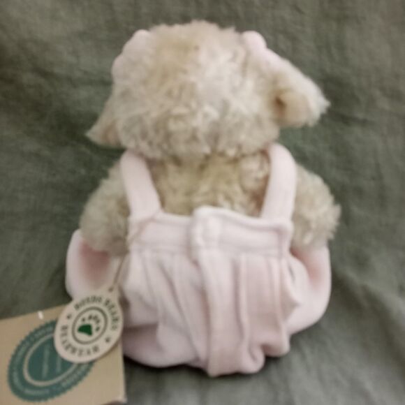 Boyds Bears White Lamb Pink Velvet Overalls 8" Elspethe Ewe Plush Stuffed NWT - Picture 2 of 8